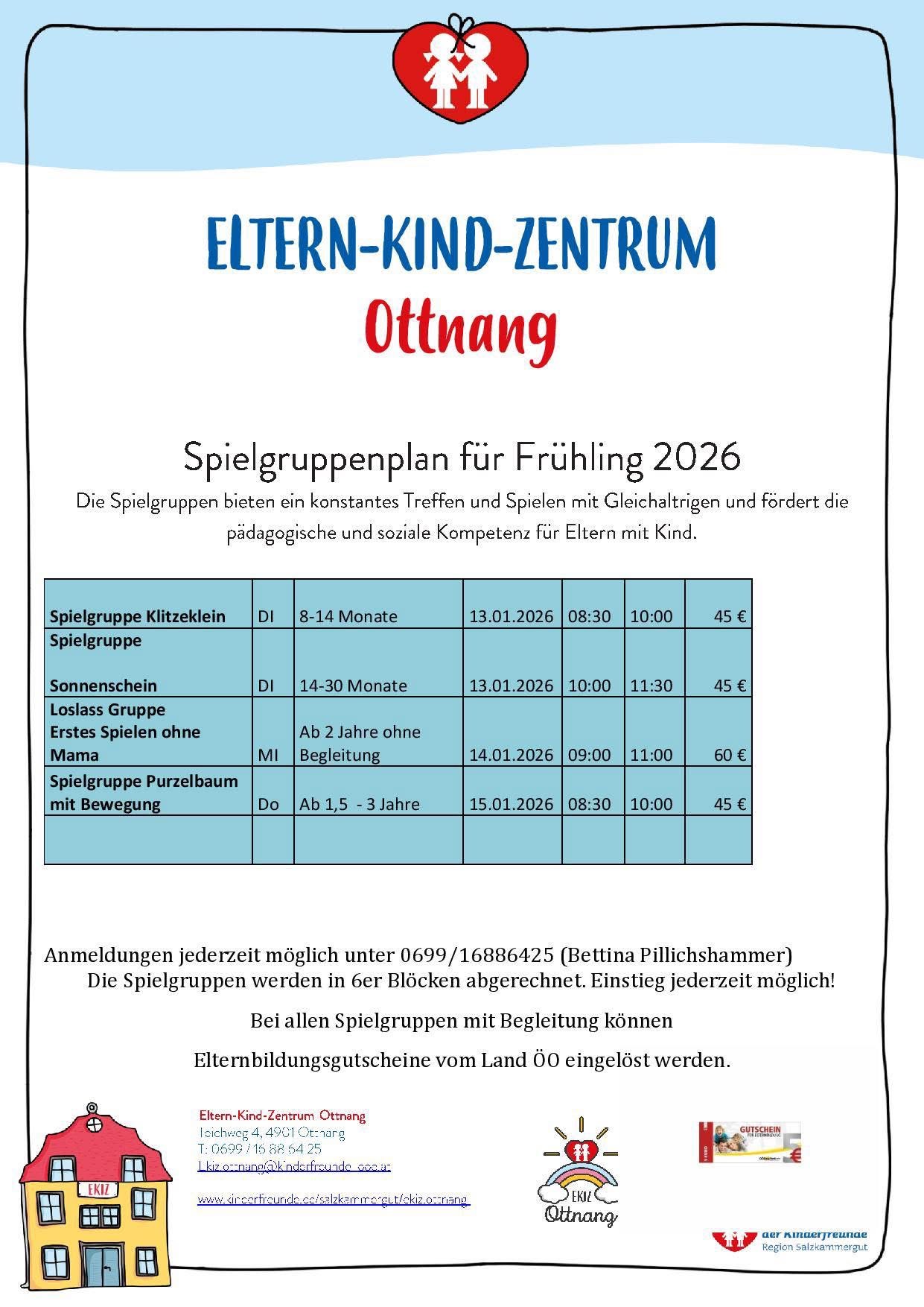 Spielgruppenplan2026 Eltern-Kind-Zentrum Ottnang